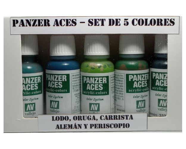 PANZER ACES - SET 5 COLORES - LODO, ORUGA, CARRISTA Y PERISCOPIO