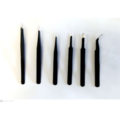 JUEGO DE 6 PINZAS ANTIESTÁTICAS