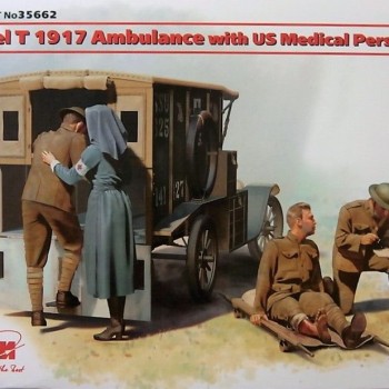 MODEL T 1917 AMBULANCE WITH US MEDICAL PERSONNEL