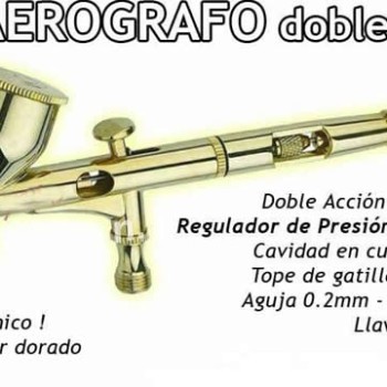 AERÓGRAFO DORADO DOBLE ACCIÓN AB-180G C/REGULADOR